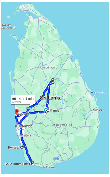 5 Day Tour Route Map
